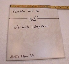 1 pc. Off-white Gray Swirls 8" Ceramic Floor Tile by Florida Co. smooth-matte