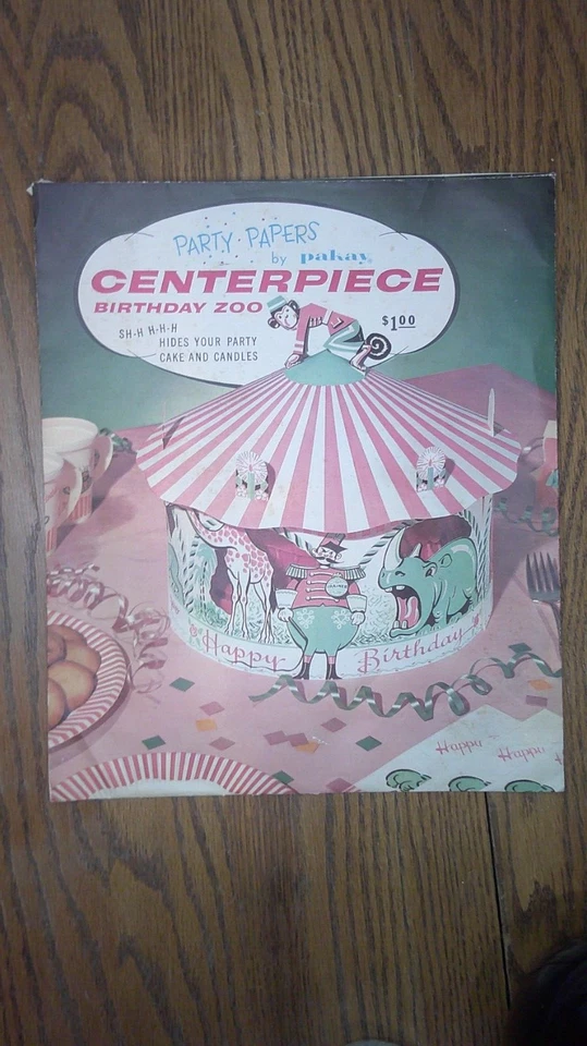 Decoraciones vintage para encubrir pasteles fiesta niños tema zoológico nunca usado NOS Z141 Foto 3 de 4