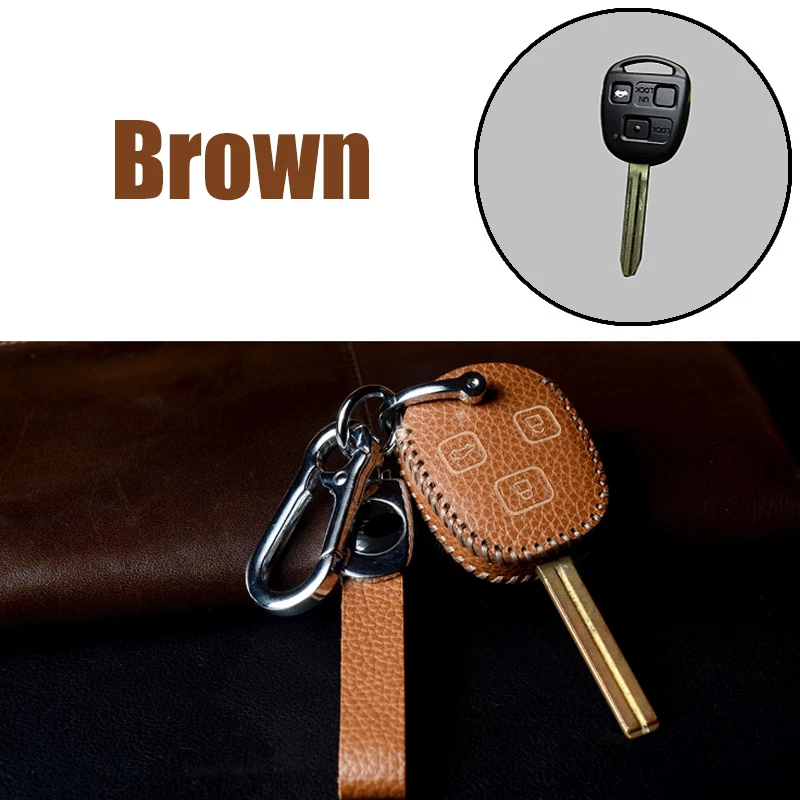 Capa de couro genuíno chave de carro para Toyota FJ Cruiser para Lexus ES LX ES300 - Imagem 4 de 4
