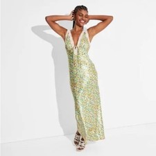 Wild Fable Floral Maxi Dress - Green and Cream