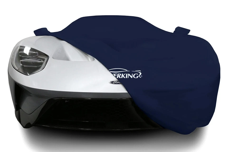 For Buick Regal 73-77 Satin Stretch Indoor Midnight Blue Custom Car Cover - Image 4 of 4