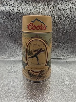 Vintage 1991 Coors Light Beer Stein Mug Skier The Rocky Mount Legend Series