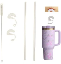 NEW MT Extreme 5Pcs Anti-Wrinkle Reusable Glass Straws With Silicone Tips