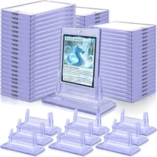 100 Pack Magnetic Card Holders for Trading Cards, 35Pt Acrylic Baseball Card Hol