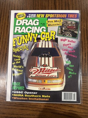 1990 July Drag Racing Magazine Funny Car Ed McCulloch Pro Mod NHRA Bag/Boarded!!