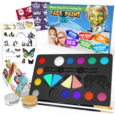 Face Painting Kit for Kids - 16 Colors of Non-Toxic, Easy to Use and Hypoallerge