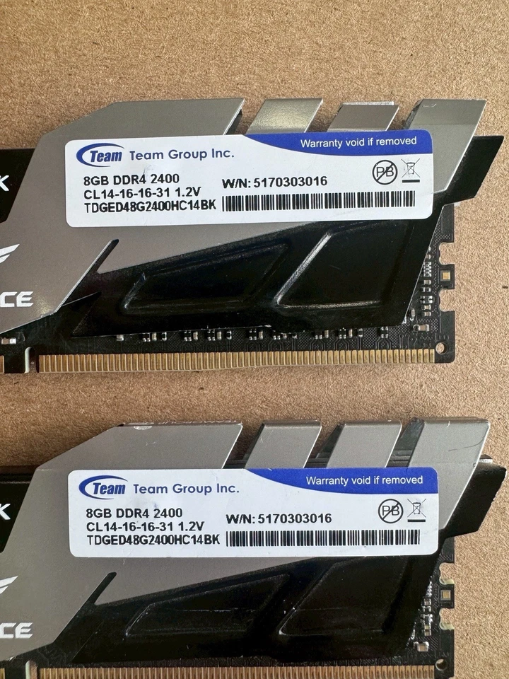 Team Group Dark 16GB (8GBx2) DDR4 2400MHz CL14 RAM Desktop - Image 2 of 3