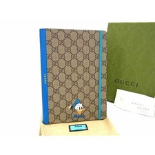 GUCCI Disney Collab Donald GG Pattern PVC-covered Notepad Stationery Brown