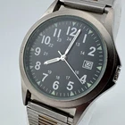 VTG Unbranded Military Field Quartz Watch Men Silver Black Analog New Battery