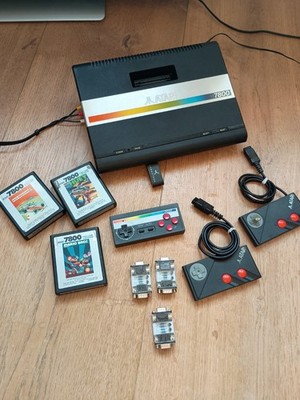 Atari 7800 Konsole SET | AV-Mod | Wireless Pad | Mario Bros | 3x Sega Adapter