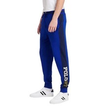 New Polo Ralph Lauren POLO 67 Logo Fleece Jogger Pants Loungewear Blue LARGE