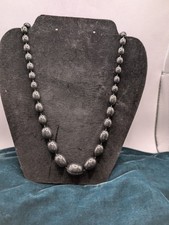 Black Plastic Oval Beaded Necklace Ball Chain...