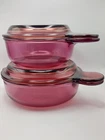 Vintage Corning Vision Ware Cranberry Grab-It Bowl V-150-B & V-240-B (Set Of 2)