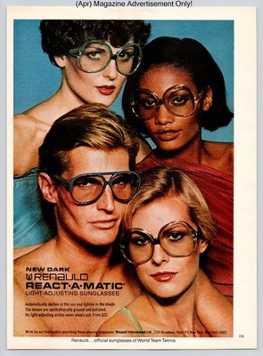Renauld React-A-Matic Light Adjusting Fashion Sunglasses Vtg 1977 Advertisement