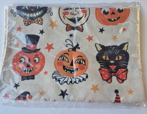 Halloween Vintage Look Characters Table Runner 13x72" Spooky Pumpkin Black Cat