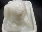 1860s * Boston Sandwich Milk Glass Dog Covered Dish PEKINGESE or SPANIEL — photo 5