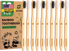 10 PCS Bamboo Toothbrushes, Individually Wrapped Wooden Toothbrushes Bulk