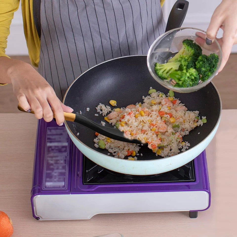 Nonstick Cooking Spoon, Silicone Mixing Scoop and Scraper, 11.4'' Black - Image 2 of 4