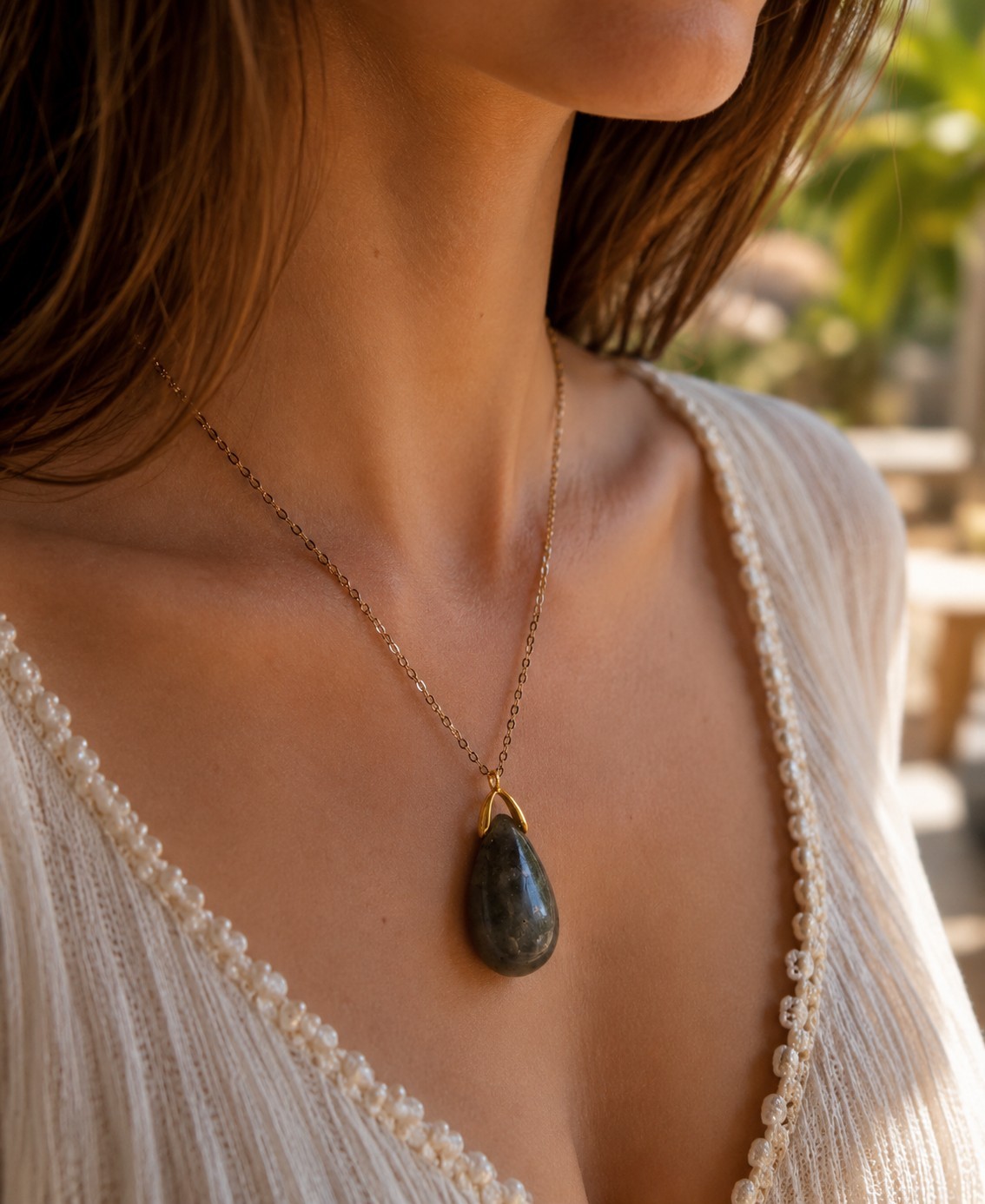 Pendentif cœur en quartz rose avec chaîne pour offrir un cadeau romantique