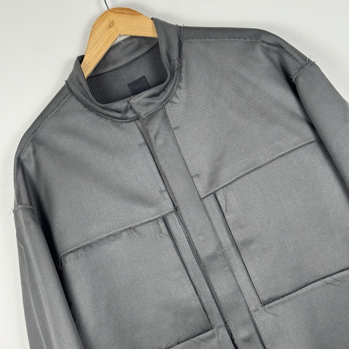 【ESC STUDIO】 wool high neck jacket Nike ESC Raw Cut Gray Wool Jacket Men's Size Large HM6491-039 MSRP