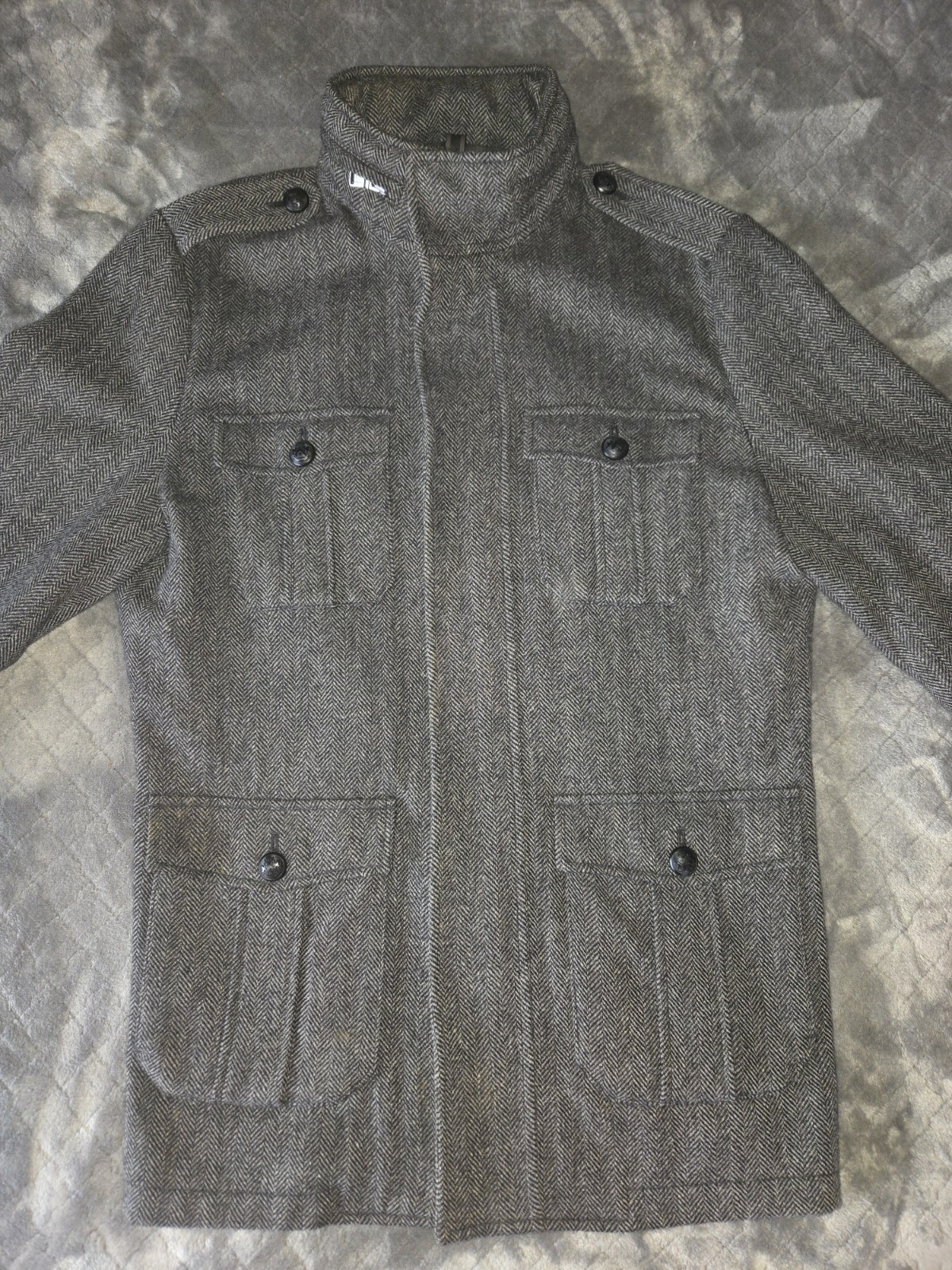 Exoress Pea Coat Herringbone Size Medium - image 1