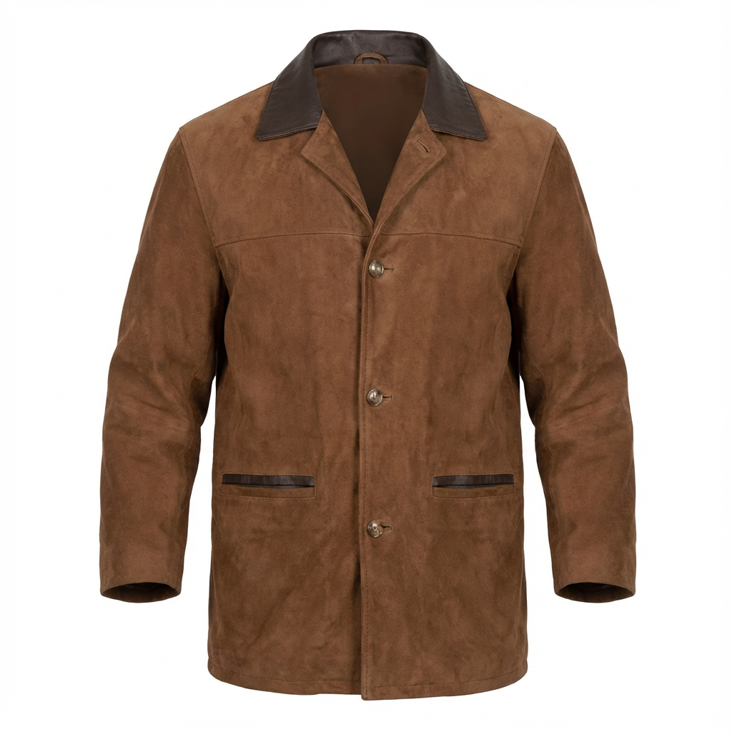 A Collezioni Men’s Brown Suede Leather Jacket Coat Size L Made in Italy
