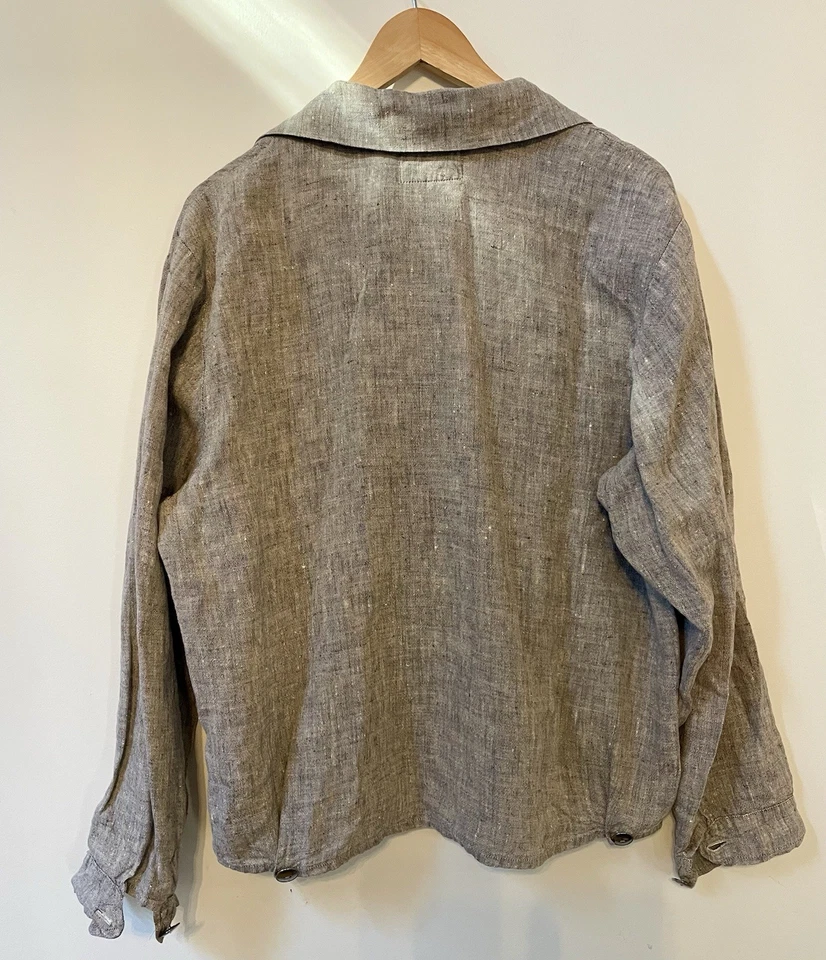 Chaqueta de bombardero vintage de lino Jeanne Engelhart 100 % lino holgada con cremallera talla pequeña Foto 2 de 4