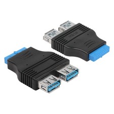 Motherboard 19Pin To USB 3.0 A Female Dual Ports Flat Adapter 2 Pack Set