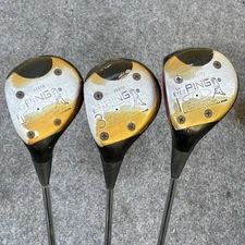 LH Vintage Ping Eye 2 Wooden Wood Driver 3 Wood 4 Wood Set Left Hand