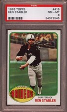 1976 TOPPS # 415 KEN STABLER (HALL OF FAME) OAKLAND RAIDERS (RARE) PSA 8 NM-MT