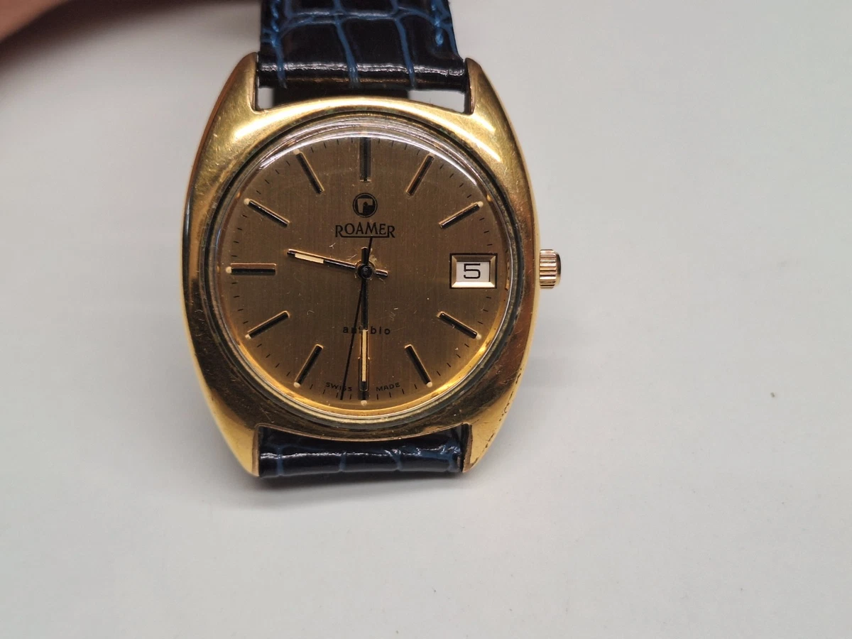 Montre Vintage Roamer Jubilé - Mécanique Manuelle, 15 Rubis, Boîtier Argenté 37 Mm, Style Rétro élégant