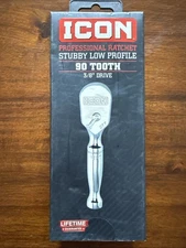 ICON PROFESSIONAL 56196 STUBBY LOW PROFILE 90 TOOTH 3/8 DRIVE RATCHET- BRAND NEW