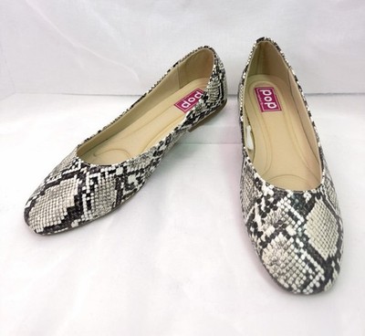 Pop Comfort Fit Womens 8M Snakeskin Print Ballet Flats Round Toe Slip On Shoes