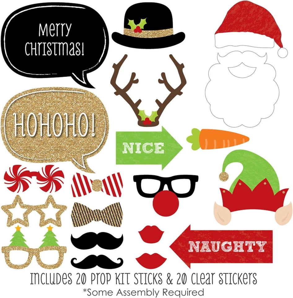 Fiesta de Navidad Big Dot of Happiness - Accesorios para cabina de fotos rojo, dorado, naranja  Foto 3 de 4