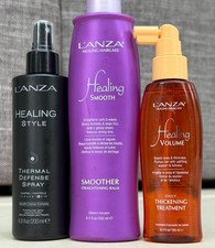 Image of L'Anza Healing Style Thermal Defense Spray & Smoother balm & thickening treatmen