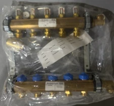 5-Loop PEX Radiant Heating Manifold - Solid Brass, for 3/8” 1/2” 5/8” W/ Flow