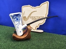 Zenith 1991 Natale stelo piegato ceramica pipa da fumo olandese, non fumata, scatola