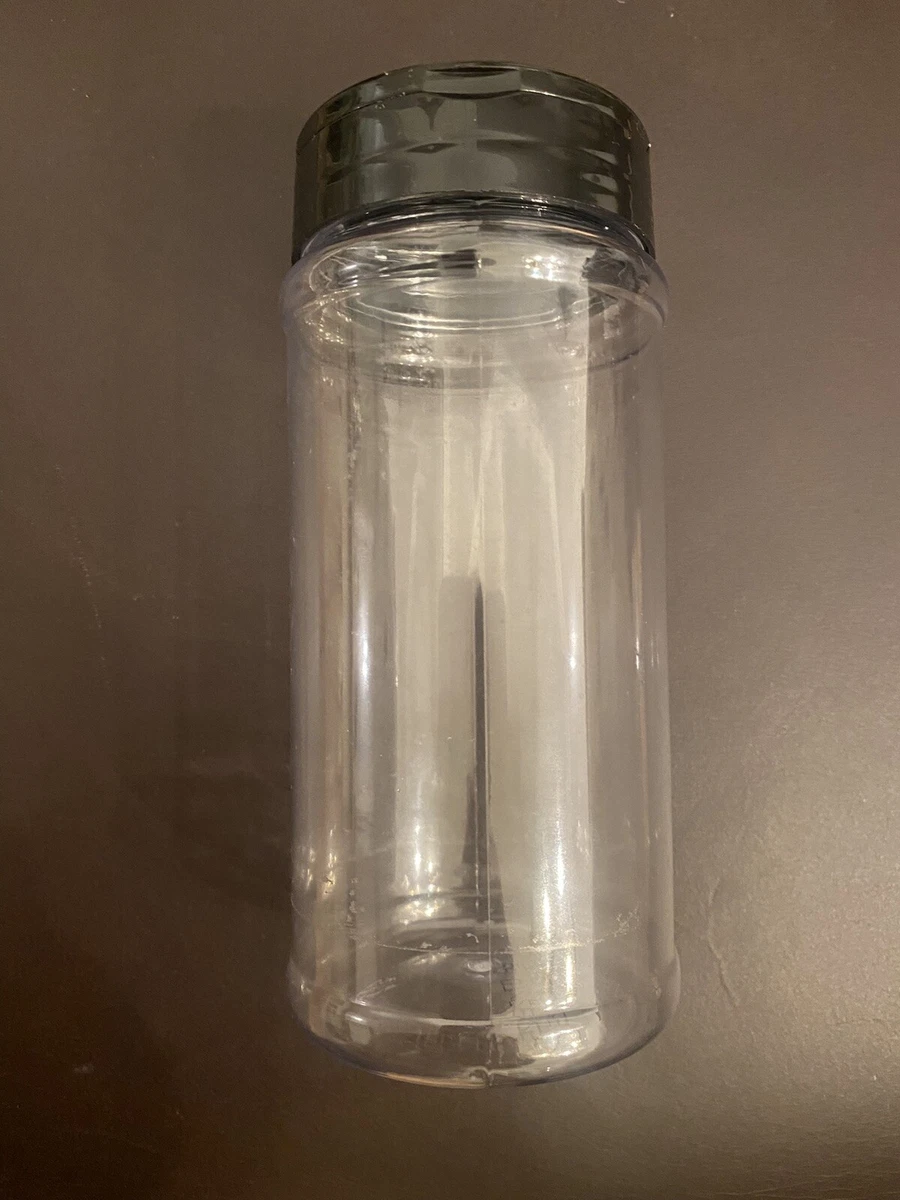 16 oz Spice Jar~Empty Container~Clear Plastic~Black Shaker Pourer Twist Lid