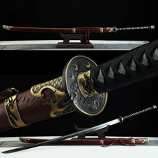 63'' Chinese Saber Folded Steel Dragon Scale Brass Fittings Miao Dao Broadsword 