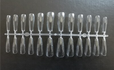 120 Press On Tips Ballerina long klar Fullcover Nails lang 12 Größen