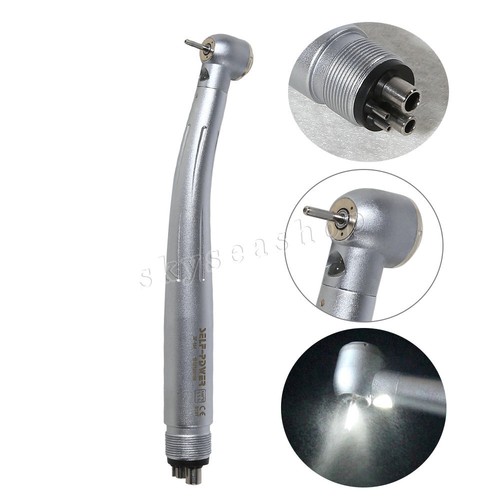 Pieza de mano dental (LED E-generador de fibra) de alta velocidad turbina de aire de 4 orificios Stock en EE. UU. - Imagen 4 de 6