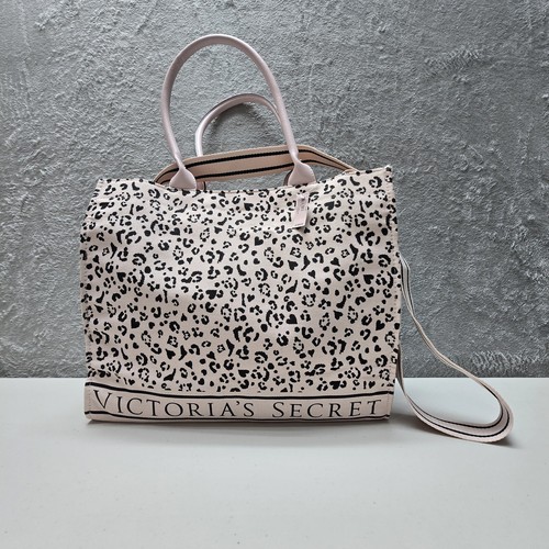 Victoria's Secret Leopard Logo Tote Beach Shopper Shoulder Bag Pink Black New