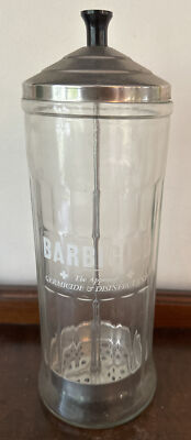 Genuine Vintage Barbicide Large Disinfecting Jar Barber Shop King
