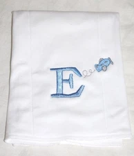 BABY BOY EMBROIDERED INITIAL "E" W/ AIRPLANE BRAND NEW BURP CLOTH