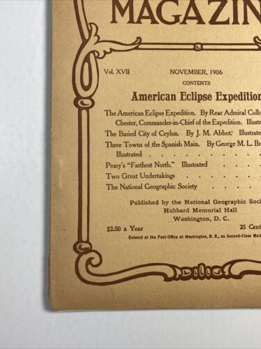 NATIONAL GEOGRAPHIC magazine November 1906-Vintage Original-Eclipse; Peary-Rare - Imagen 5 de 15