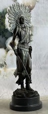 Insegna Milo Indiano Nativo Americano Girl Bronzo Scultura Statua Figura Decoro