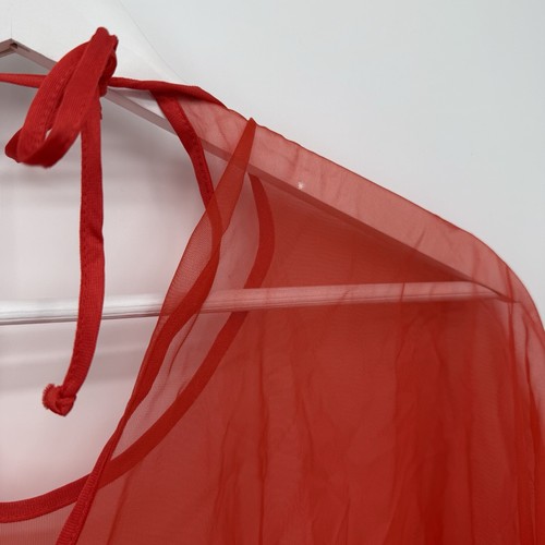 Cahill Lingerie Vintage Red Sheer Long Poncho Overlay Peignoir Size Small Nylon - Picture 10 of 13