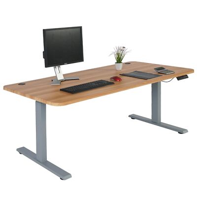 B-Ware Schreibtisch MCW-D40, Computertisch, höhenverstellbar Eiche-Dekor, grau