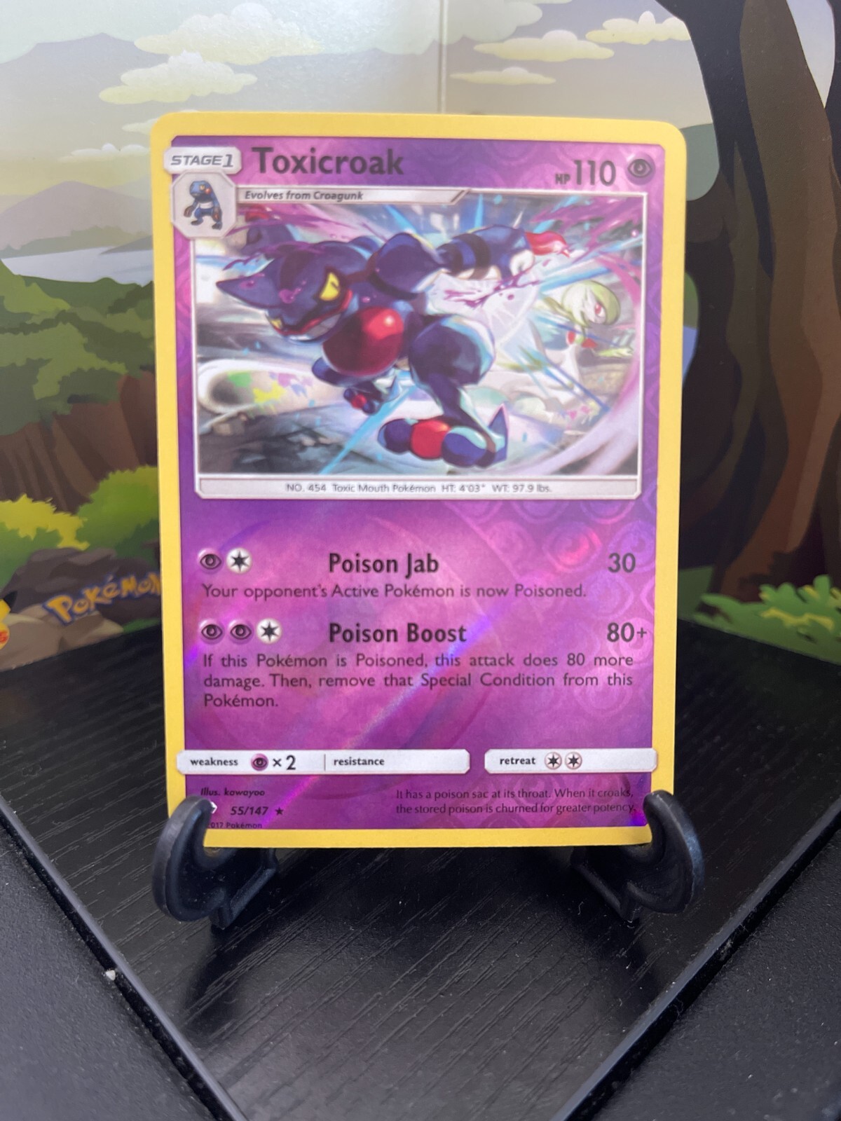 Toxicroak 55/147 - Burning Shadows - Rare - Reverse Holo - Pokemon Card - LP