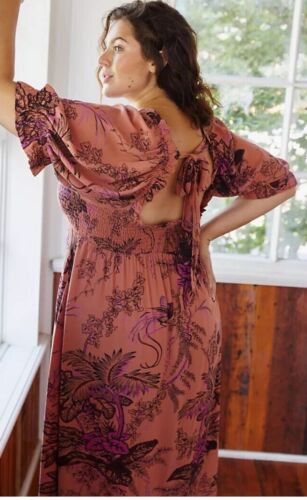 Anthropologie Puff-Sleeved Mini Dress Size XL dark orange color